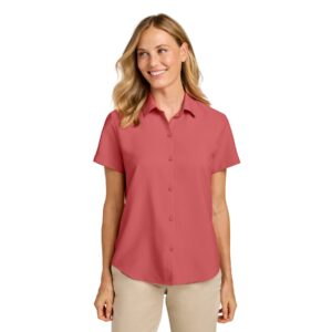 Women’s Short Sleeve UV Dockside Shirt by Port Authority® in Coral